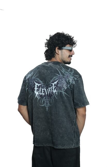 Men's French Terry Baggy Oversized Acid wash Graphic T-Shirt