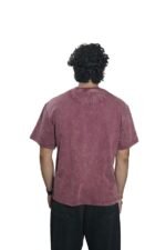 Men's French Terry Baggy Oversized Acid wash Graphic T-Shirt | Maroon - Image 2