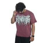 Men's French Terry Baggy Oversized Acid wash Graphic T-Shirt | Maroon