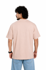 Men's French Terry & Cotton Blend Baggy Oversized Graphic Printed T-Shirt | Beige - Image 2