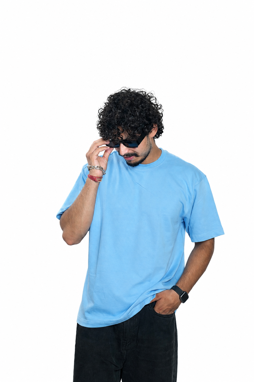 KKK Men's French Terry Baggy Oversized T-Shirt | Blue - Image 1