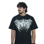 Men's French Terry Baggy Oversized Acid wash Graphic T-Shirt | Black