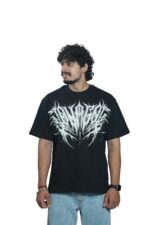 Men's French Terry Baggy Oversized Acid wash Graphic T-Shirt | Black