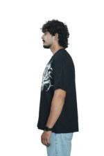 Men's French Terry Baggy Oversized Acid wash Graphic T-Shirt | Black - Image 4
