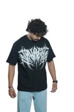 Men's French Terry Baggy Oversized Acid wash Graphic T-Shirt | Black - Image 2