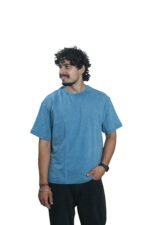 Men's French Terry Baggy Oversized Acid wash T-Shirt | Blue - Image 4