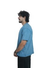 Men's French Terry Baggy Oversized Acid wash T-Shirt | Blue - Image 2