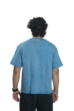 Men's French Terry Baggy Oversized Acid wash T-Shirt | Blue - Image 5