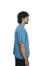 Men's French Terry Baggy Oversized Acid wash T-Shirt | Blue - Image 6