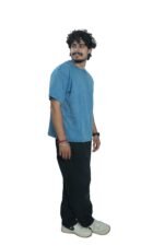 Men's French Terry Baggy Oversized Acid wash T-Shirt | Blue - Image 3