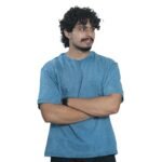 Men's French Terry Baggy Oversized Acid wash T-Shirt | Blue