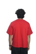 Men's French Terry & Cotton Blend Baggy Boxy Fit Oversized T-Shirt | Red - Image 2