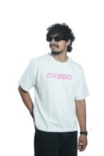 Men's French Terry & Cotton Blend Baggy Boxy Fit Oversized T-Shirt | White