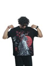 Men's French Terry Baggy Oversized Graphic T-Shirt | Black - Image 3