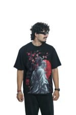 Men's French Terry Baggy Oversized Graphic T-Shirt | Black - Image 2