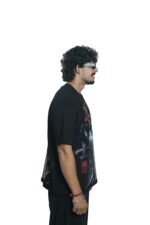Men's French Terry Baggy Oversized Graphic T-Shirt | Black - Image 5