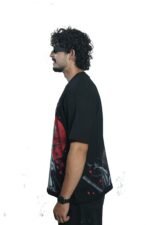 Men's French Terry Baggy Oversized Graphic T-Shirt | Black - Image 6
