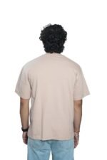 Men's French Terry & Cotton Blend Baggy Oversized Graphic Printed T-Shirt | Beige - Image 2