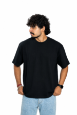 Men's French Terry Baggy Oversized T-Shirt | Black