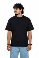 Men's French Terry Baggy Oversized T-Shirt | Black - Image 3