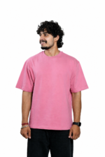 Men's French Terry Baggy Oversized T-Shirt | Pink