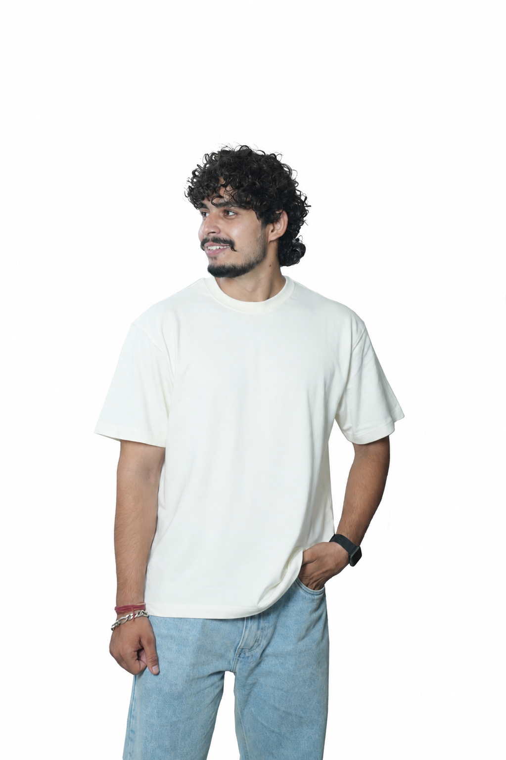 zzzzz Men's French Terry Baggy Oversized T-Shirt | Off White - Image 1